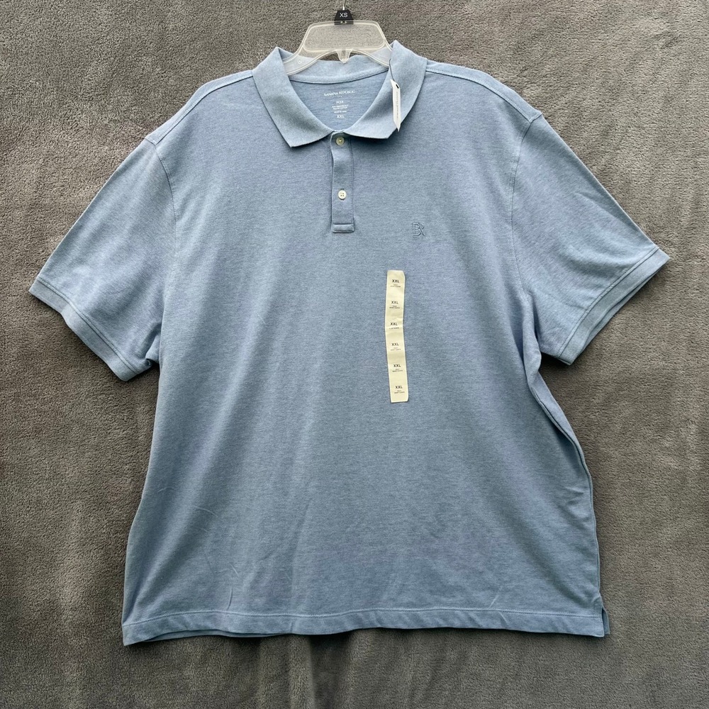 NWT‎ Banana Republic Polo Shirt Mens XXL Organic Cotton Blue Career